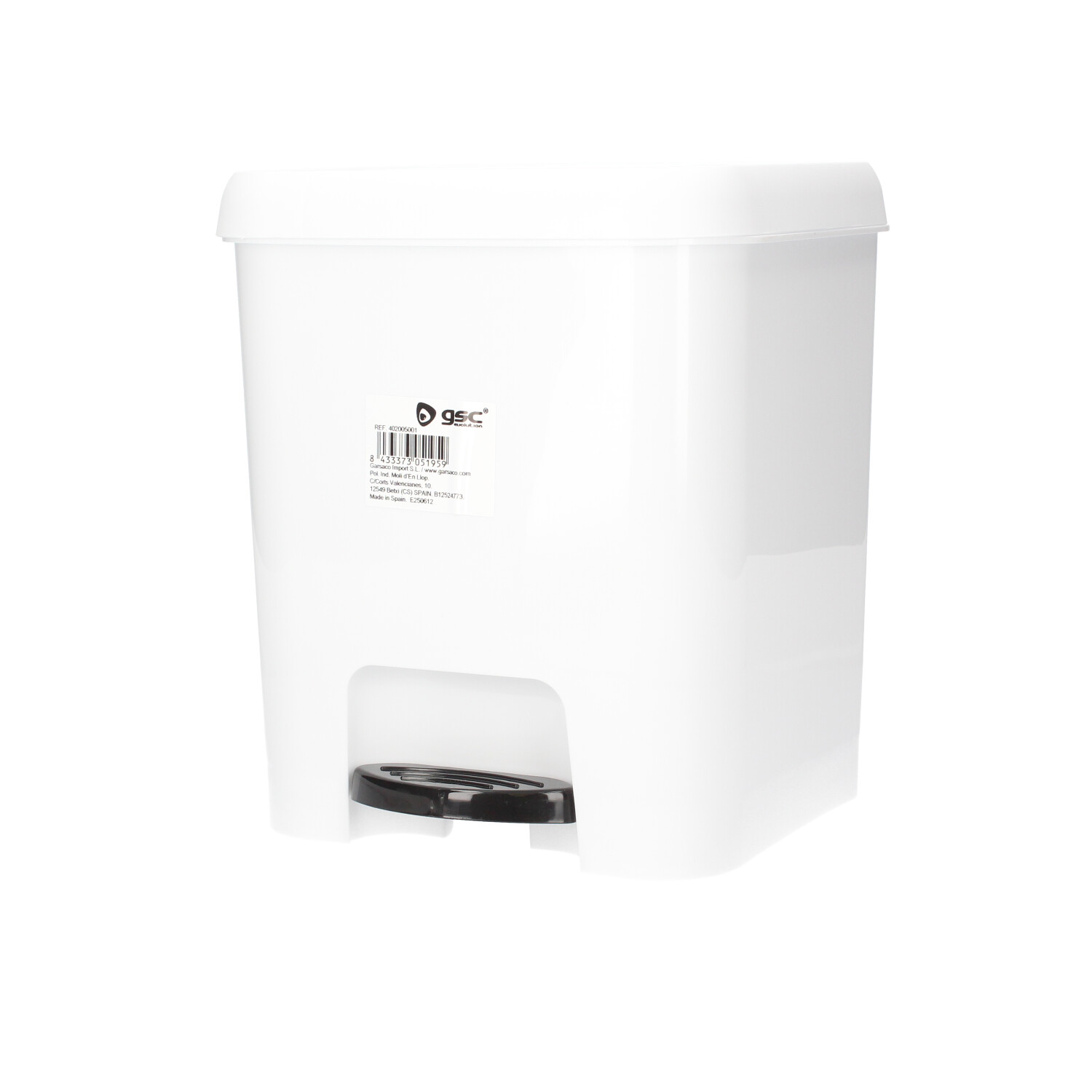 Cubo de basura con pedal 7L Blanco - Retráctil 6uds