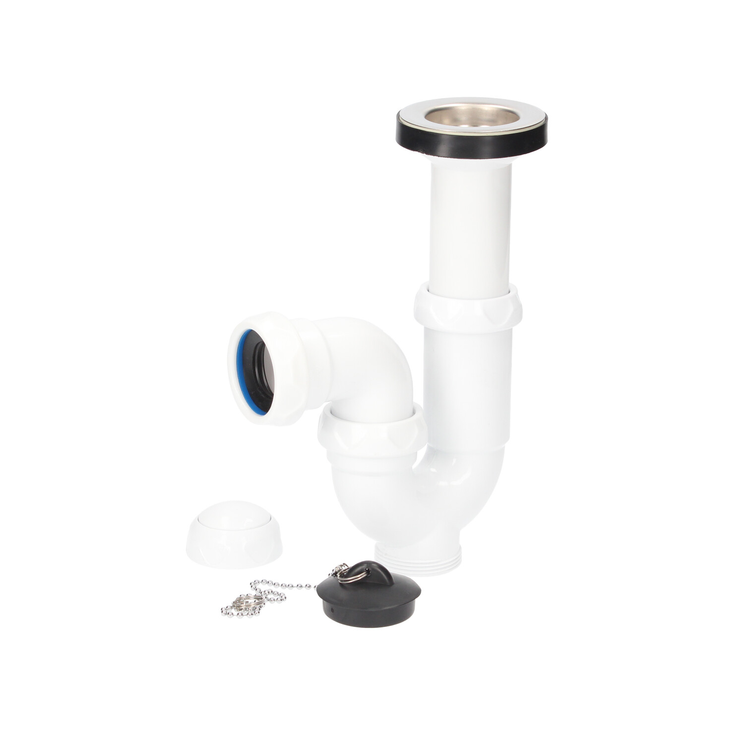 Sifón curvo extensible salida Ø40mm reductora Ø32mm válvula lavabo - bidet