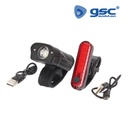 Set luces bicicleta LED recargable USB impermeable delantera y trasera