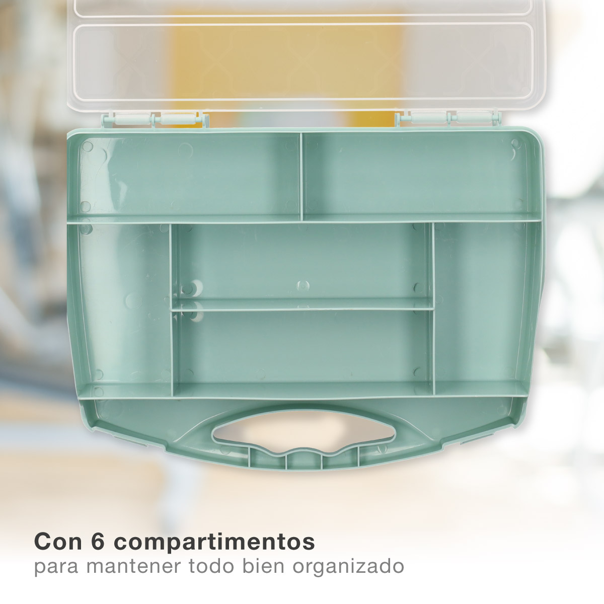 Caja organizadora de herramientas con 7 compartimentos - 12u retráctil