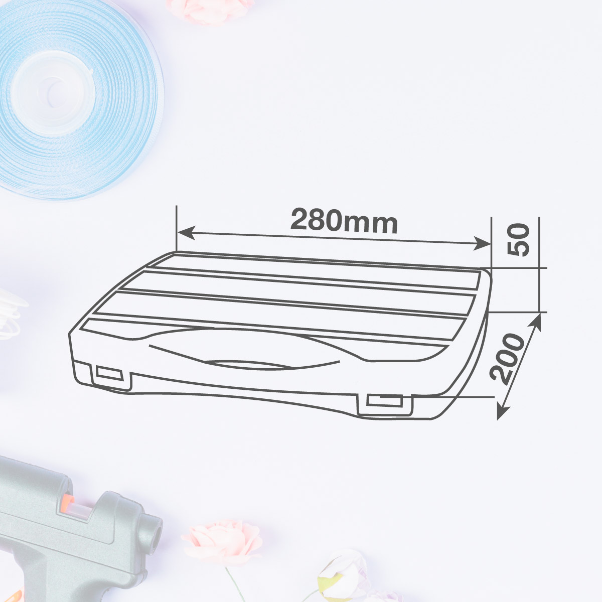 Caja organizadora de herramientas con 7 compartimentos - 12u retráctil