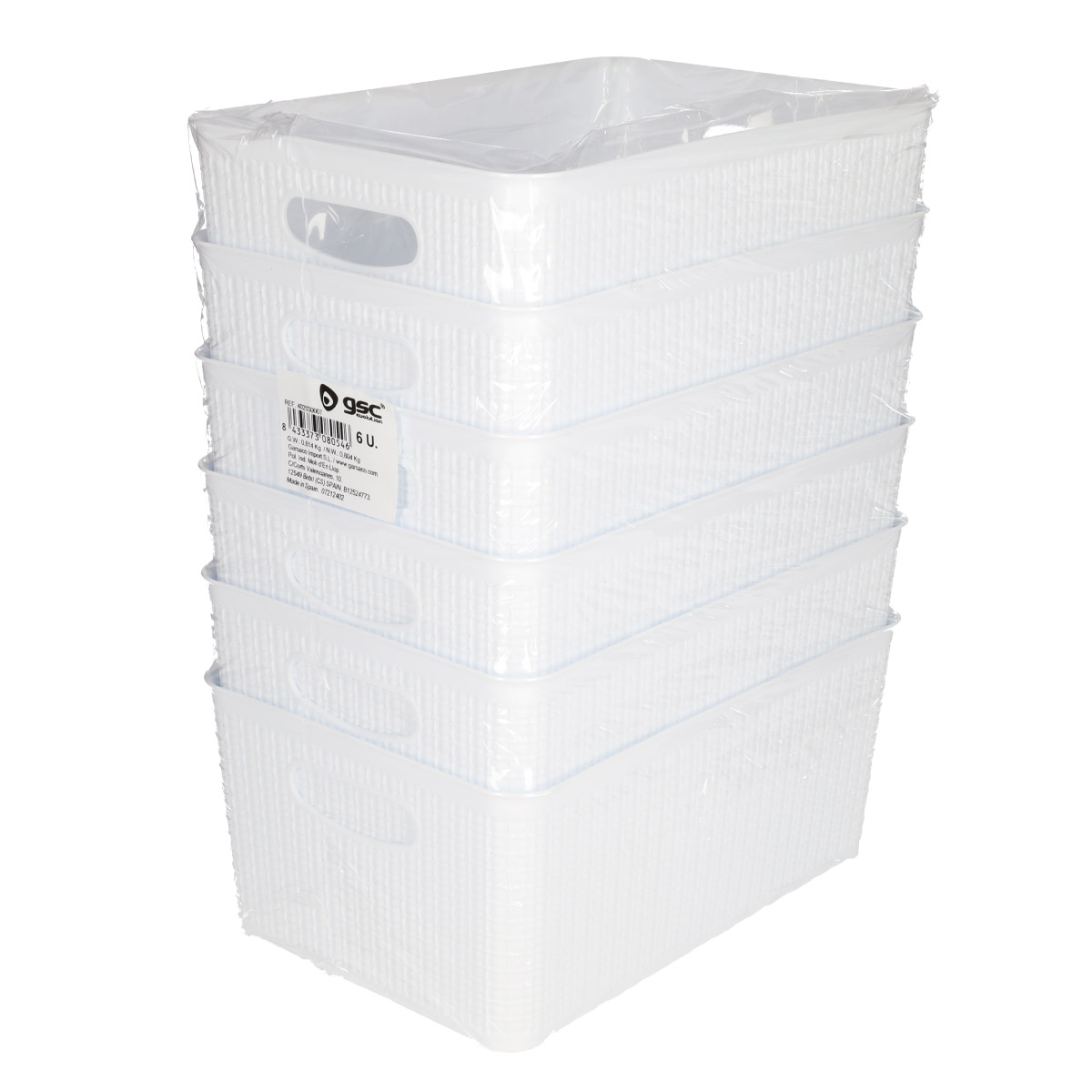 Cesto organizador plástico 3,3L Blanco - 6u retráctil