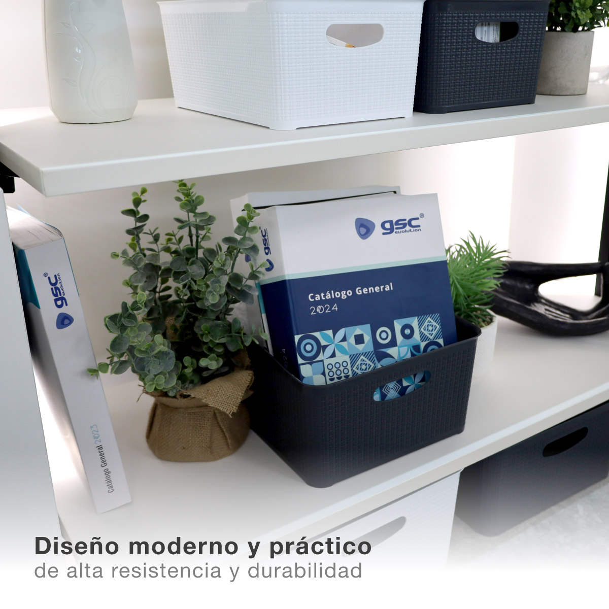 Cesto organizador plástico 3,3L Blanco - 6u retráctil