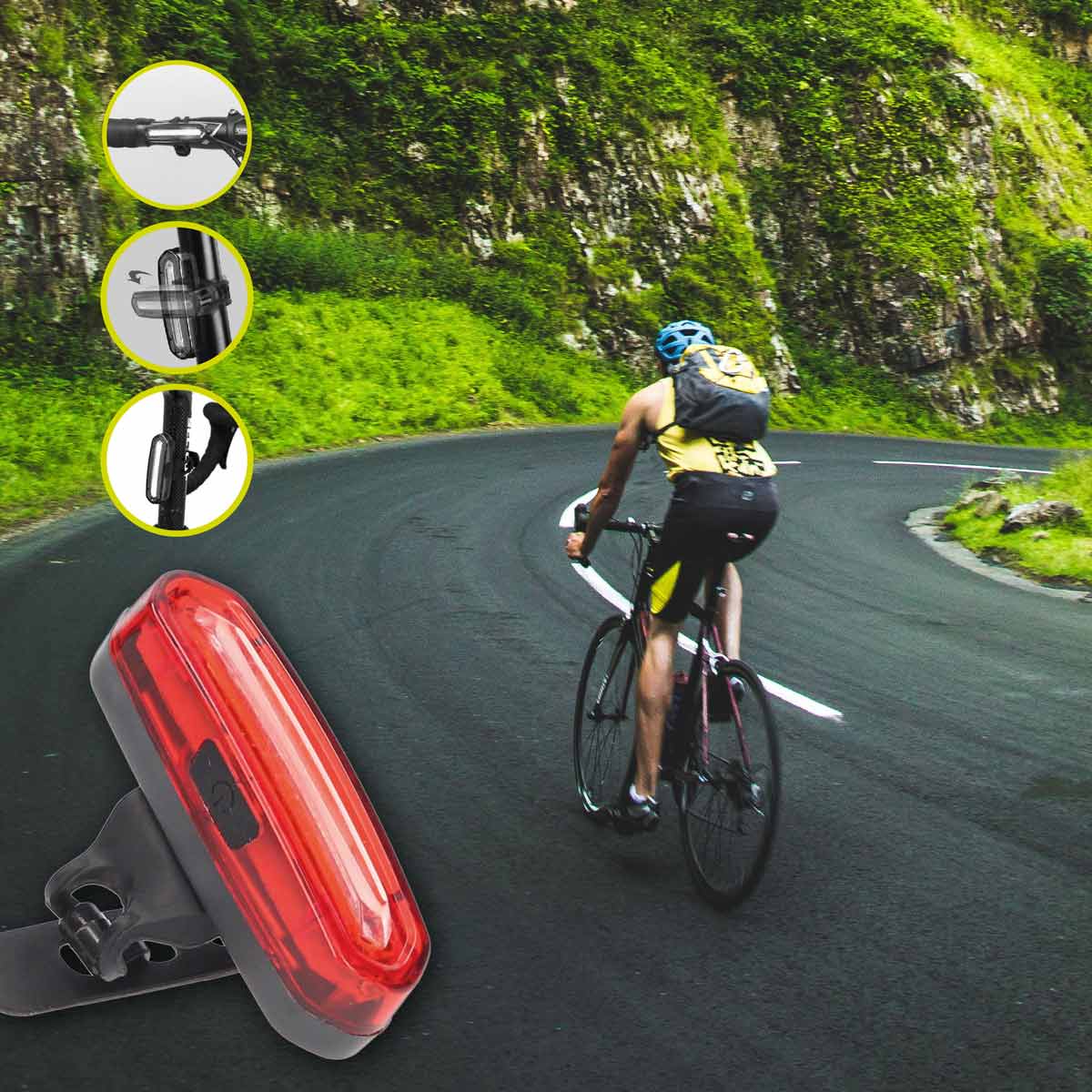 Luz trasera bicicleta LED USB recargable