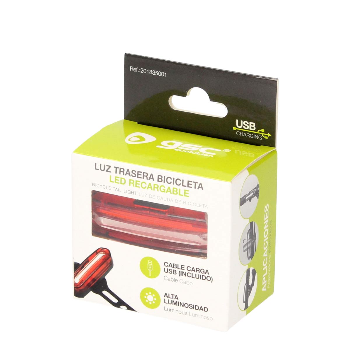 Luz trasera bicicleta LED USB recargable