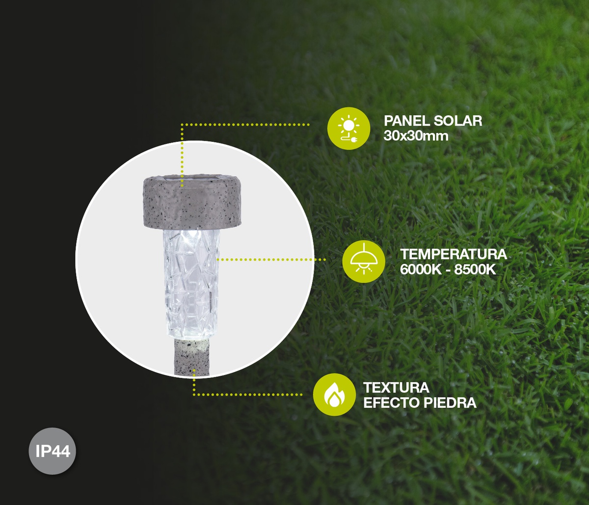 Estaca jardín solar LED Tuni 6000-8500K IP44 - 24ud caja exp