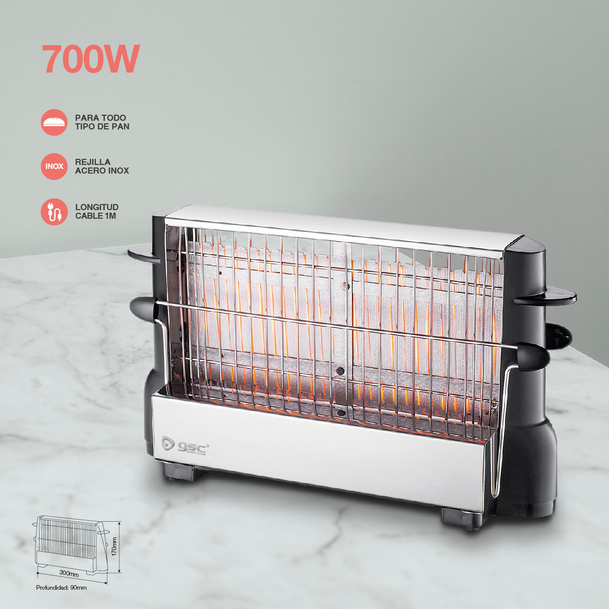 Tostadora vertical Multispace inoxidable 700W