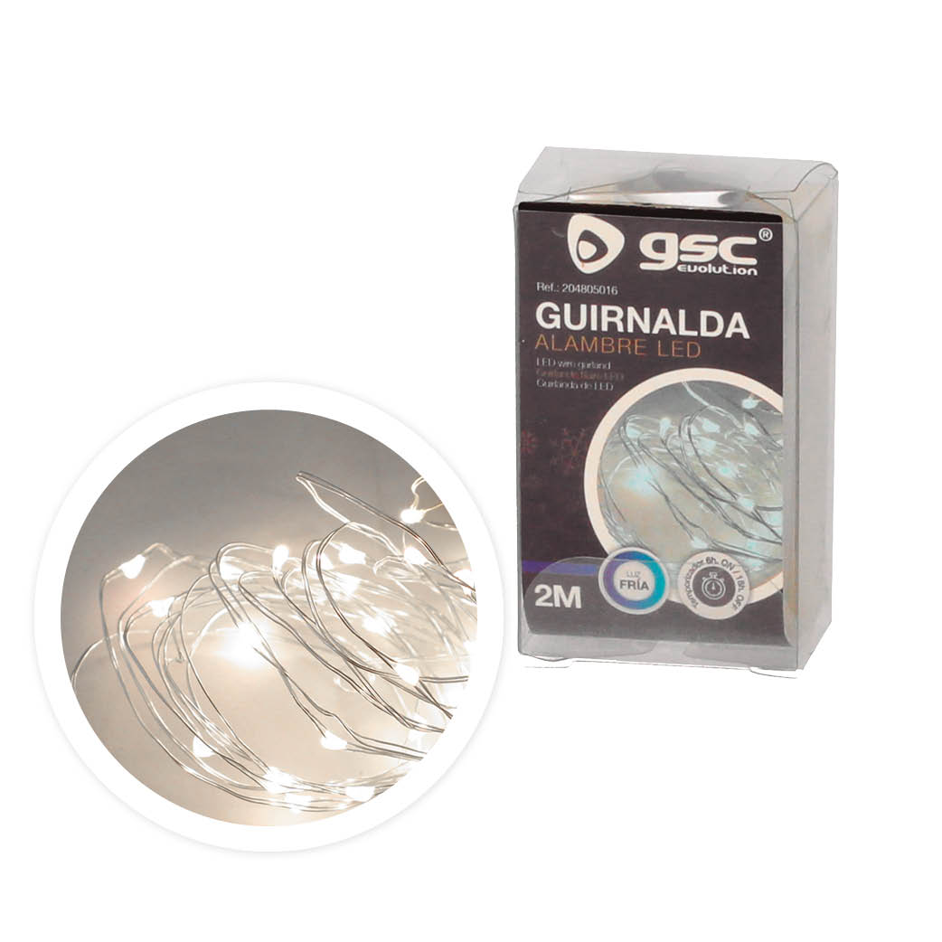 Guirnalda alambre LED 2M 2xCR2032 Luz fría