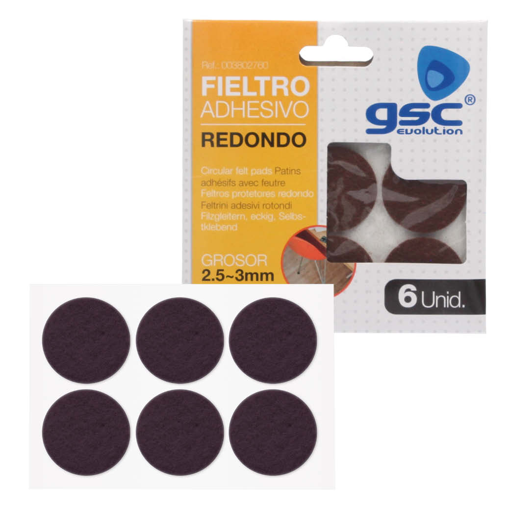 Set 6 fieltros adhesivos redondos Ø30mm - Marron