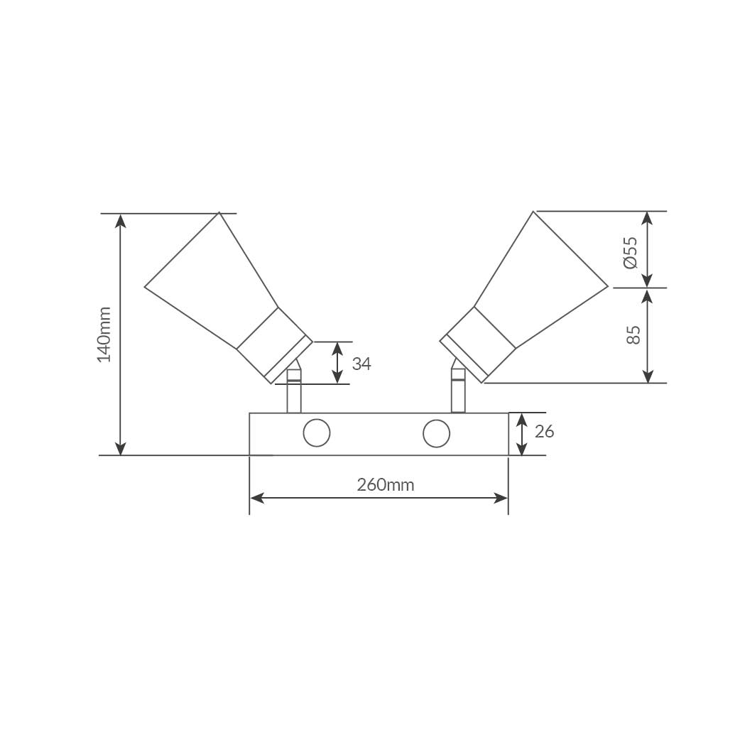 Aplique pared doble lineal con interruptor Serie Selna GU10 Blanco