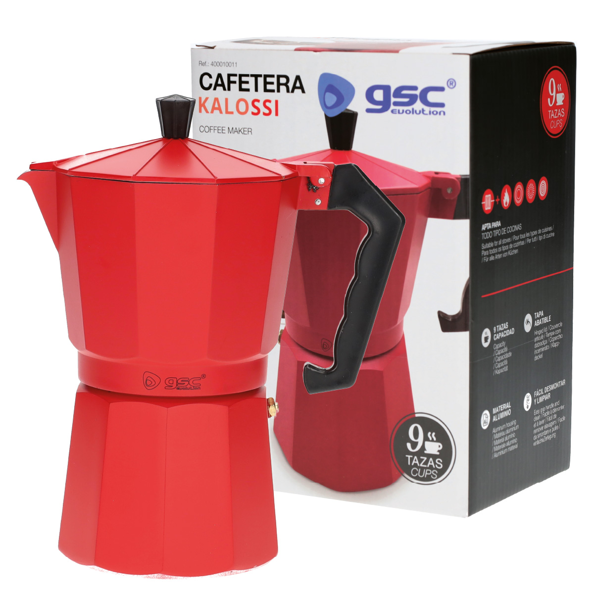 Cafetera Kalossi 9 tazas Rojo