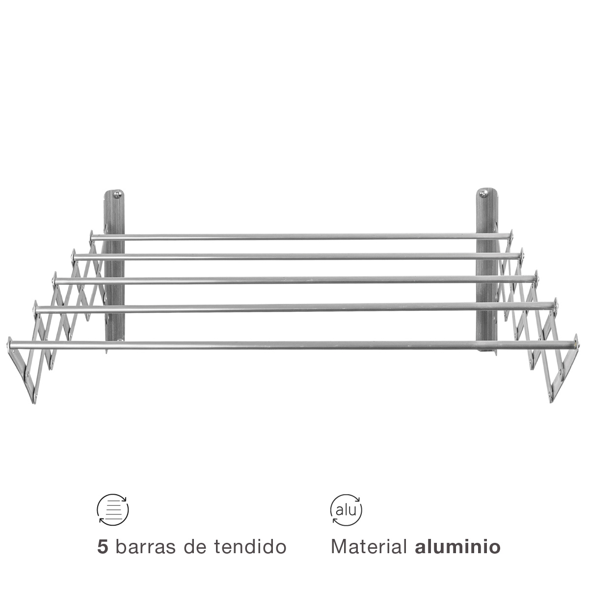 Tendedero extensible pared Bisalla 100cm con 5 barras de tendido