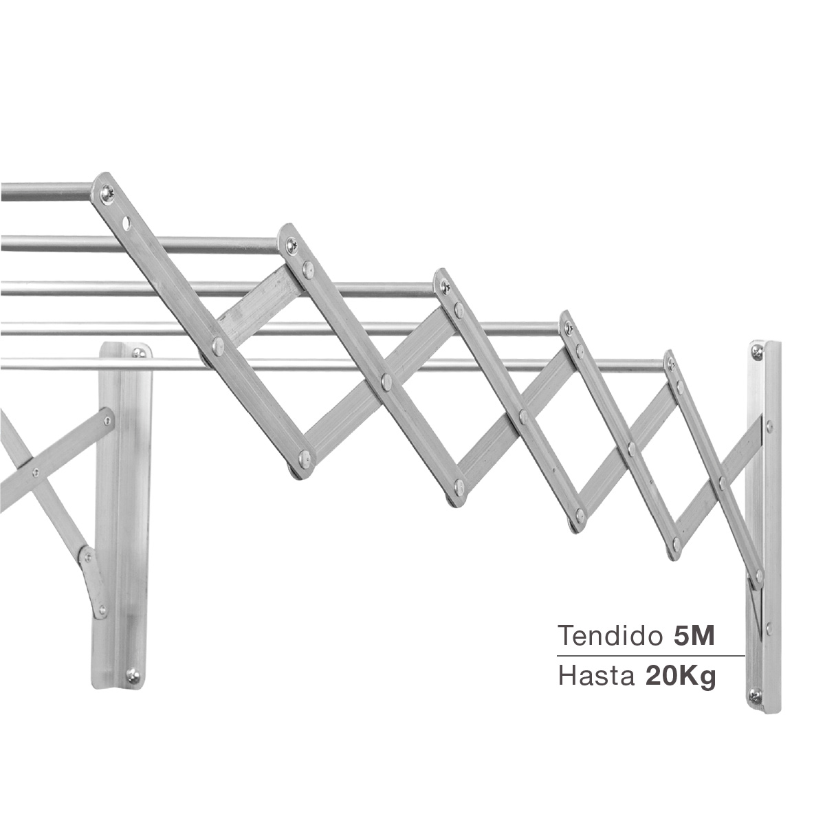 Tendedero extensible pared Bisalla 100cm con 5 barras de tendido