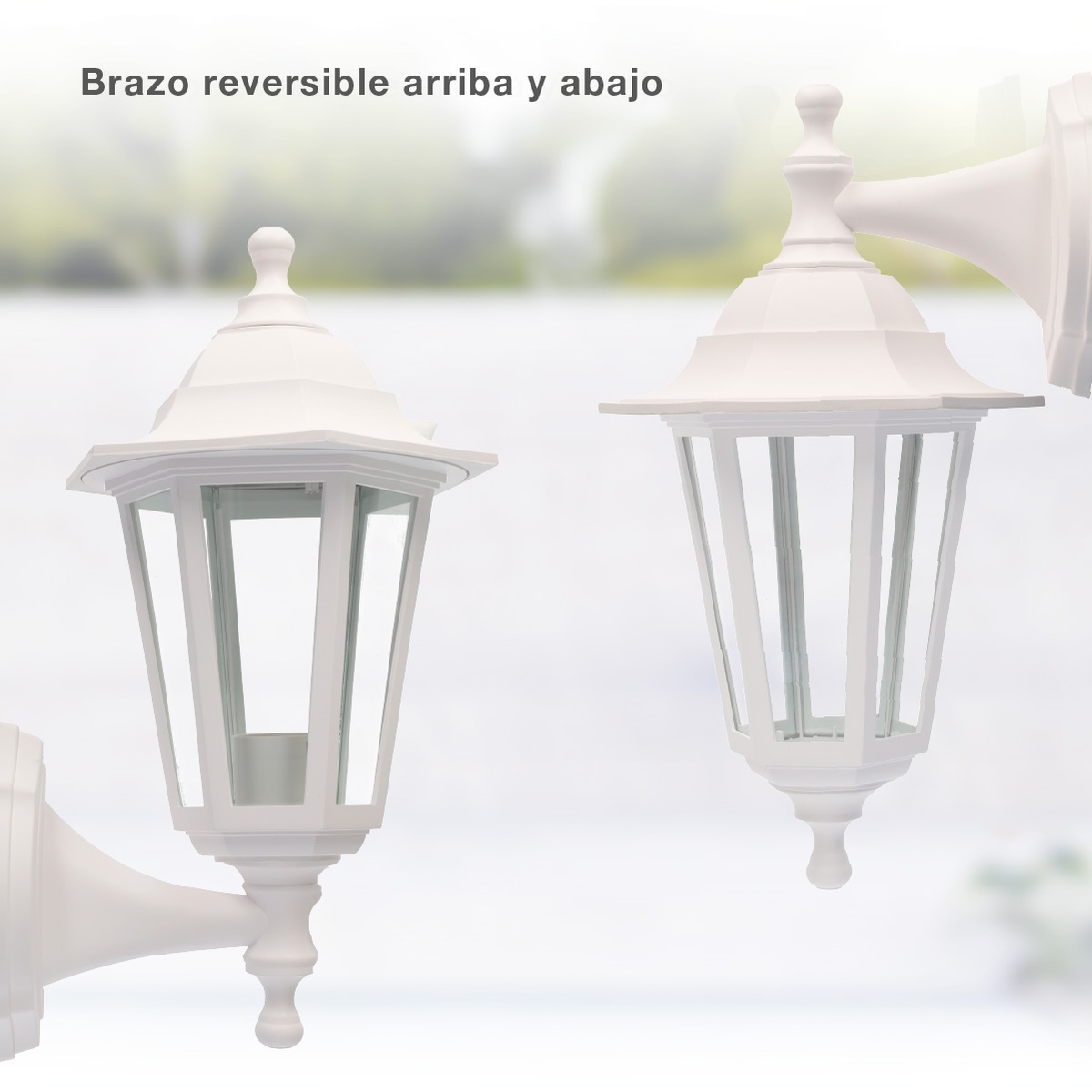 Farol de jardín brazo reversible Serie Bagan E27 IP44 Blanco