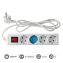 [000000003] Base múltiple Serie Estándar 4T con interruptor (3x1.0mm) 1,5M Blanco