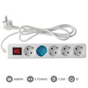 [000000005] Base múltiple Serie Estándar 5T con interruptor (3x1.0mm) 1,5M Blanco