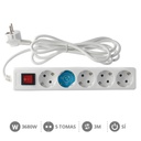 [000000021] Base múltiple Serie Estándar 5T con interruptor (3x1.5mm) 3M Blanco