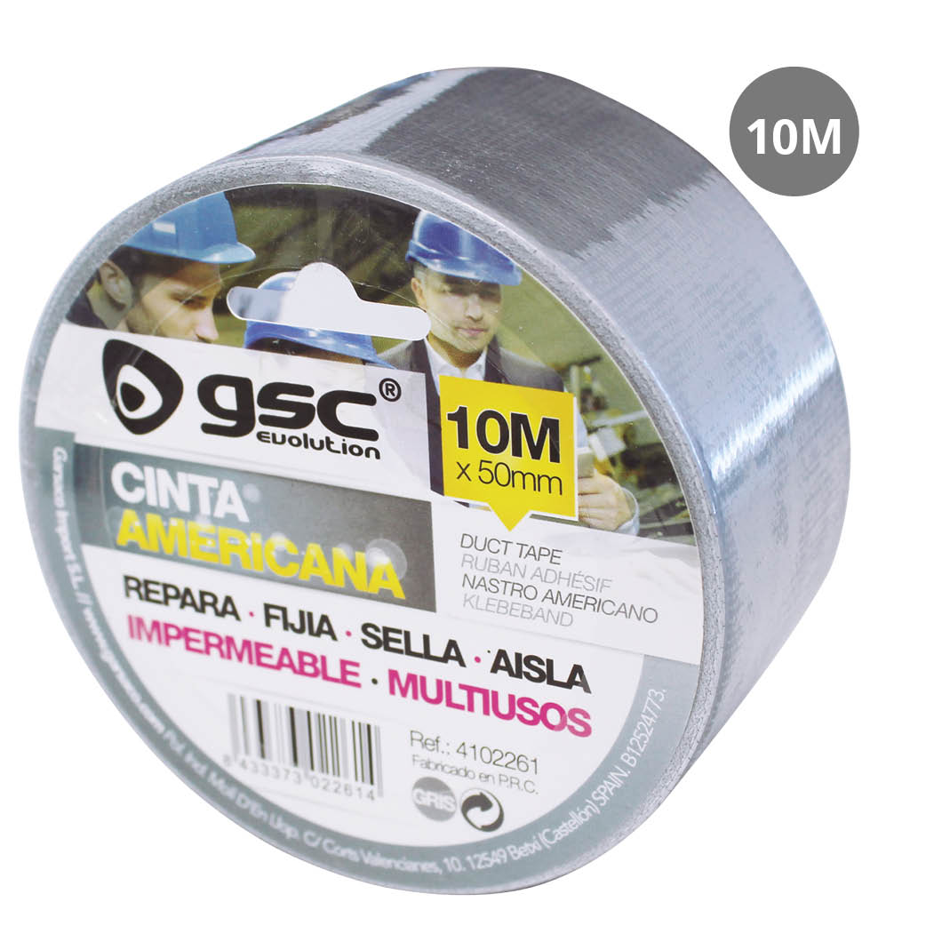 Cinta americana impermeable Gris 50mm 10M