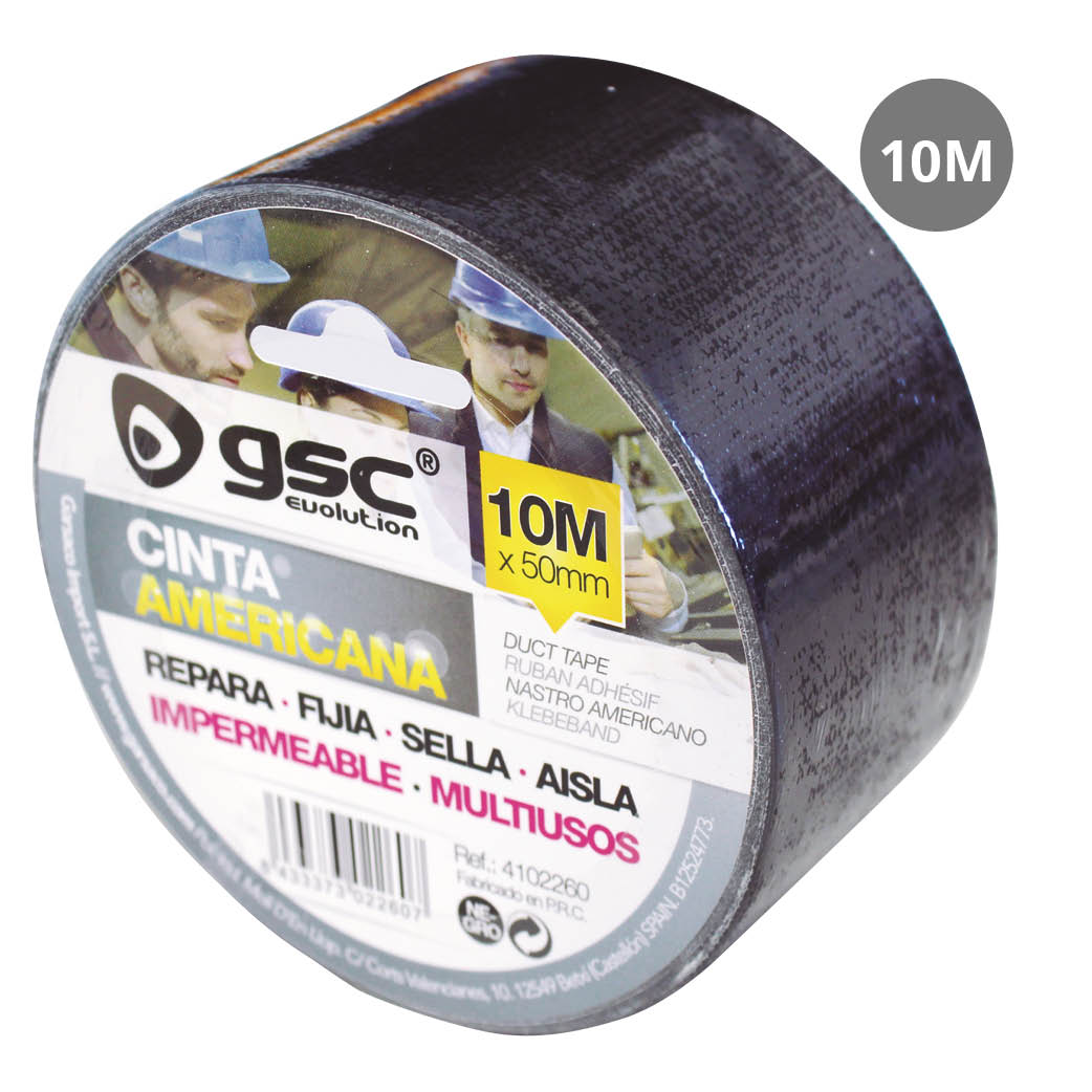 Cinta americana impermeable Negra 50mm 10M