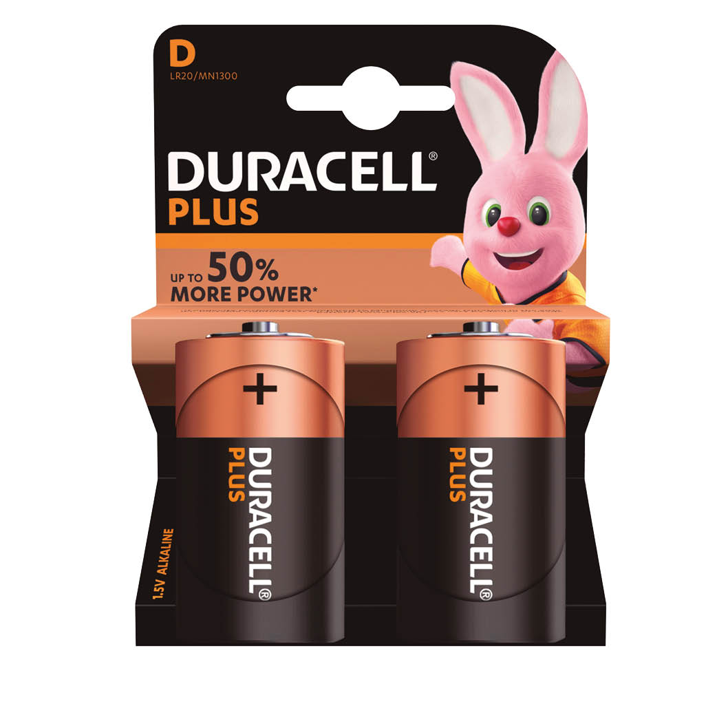 Pila alkalina DURACELL Plus LR20 (D), Blíster 2