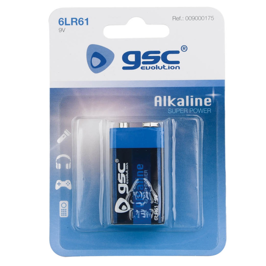 Pila GSC Evolution alcalina 6LR61 (9V) Blíster 1ud