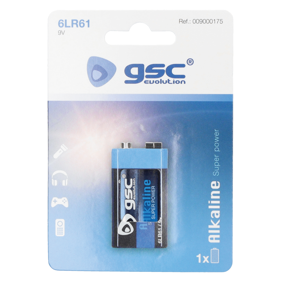 Pila GSC Evolution alcalina 6LR61 (9V) Blíster 1ud