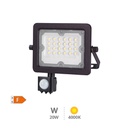 Proyector aluminio LED con sensor 20W 4000K IP65 Negro