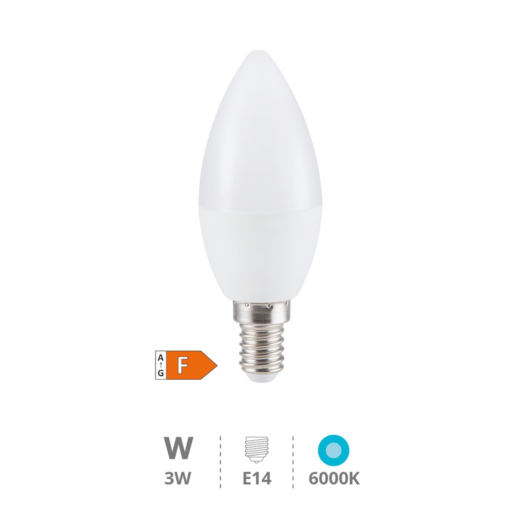 Bombilla LED vela 3W E14 6000K