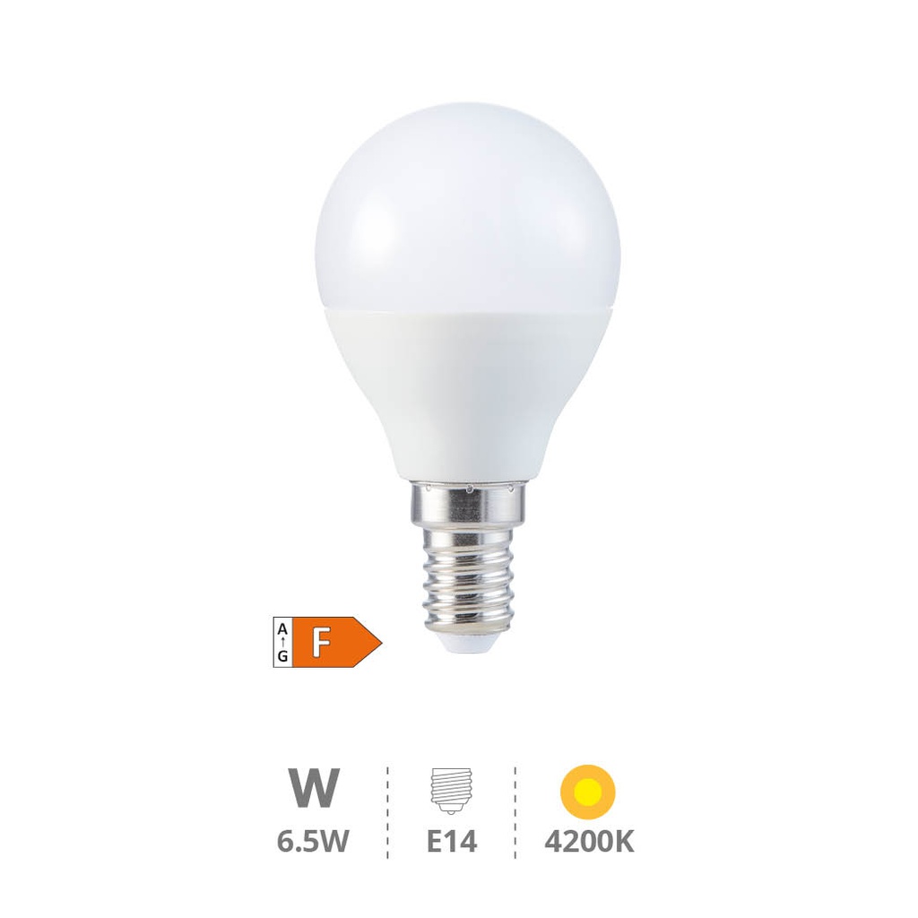 Bombilla LED esférica 6,5W E14 4200K