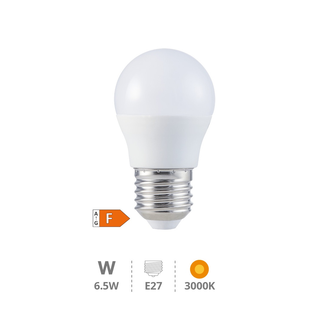 Bombilla LED esférica 6,5W E27 3000K