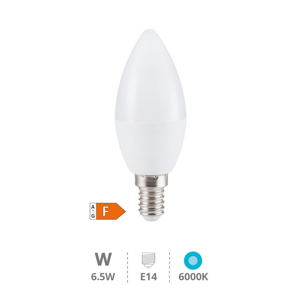 Bombilla LED vela 6,5W E14 6000K