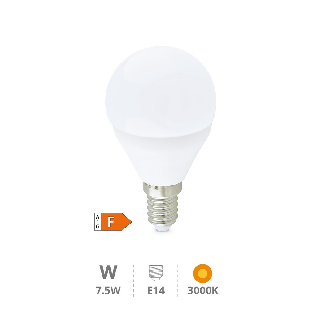 Bombilla LED esférica 7,5W E14 3000K