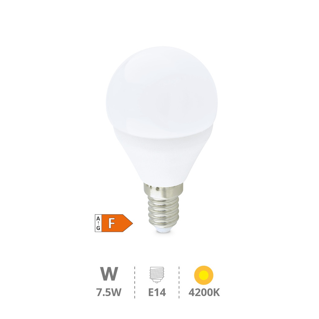 Bombilla LED esférica 7,5W E14 4200K