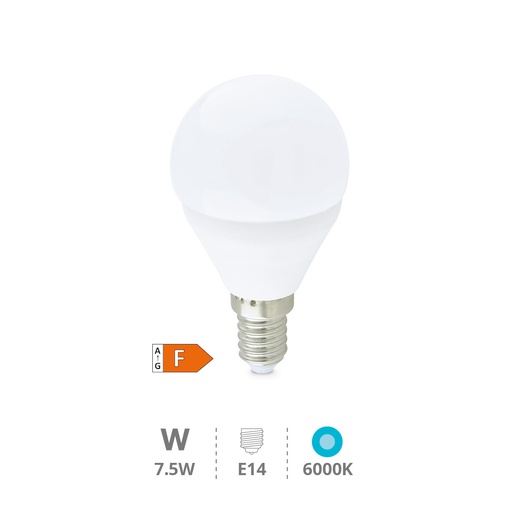 [200690020] Bombilla LED esférica 7,5W E14 6000K