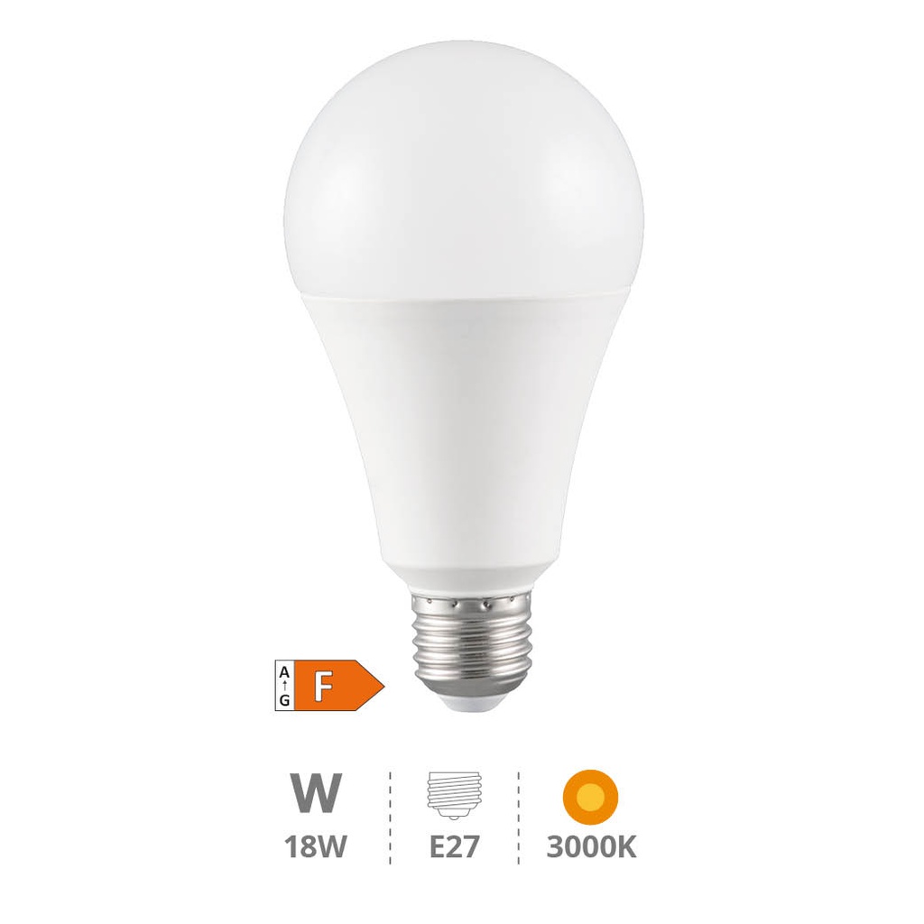 Bombilla LED estándar A65 18W E27 3000K