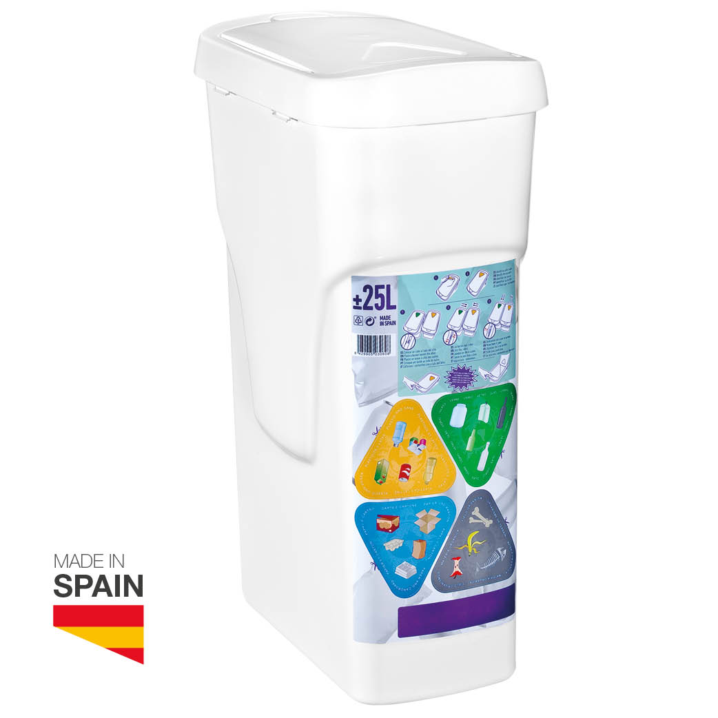 Cubo de basura modular de reciclaje 25L - Retráctil 4uds Blanco