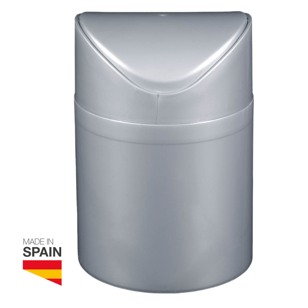 Papelera de sobremesa 1,5L Plata - Retráctil 12uds