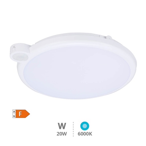 [203610008] Plafón techo LED Kamina con sensor movimiento y crepuscular 20W 6000K