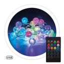 [204805013] Guirnalda de bolas LED inteligente vía wifi y bluetooth 3M con USB + mando 24 funciones RGB IP44