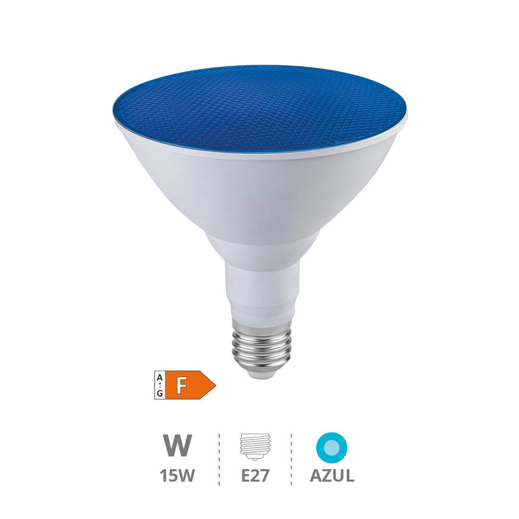 Bombilla LED PAR38 15W E27 Azul IP65