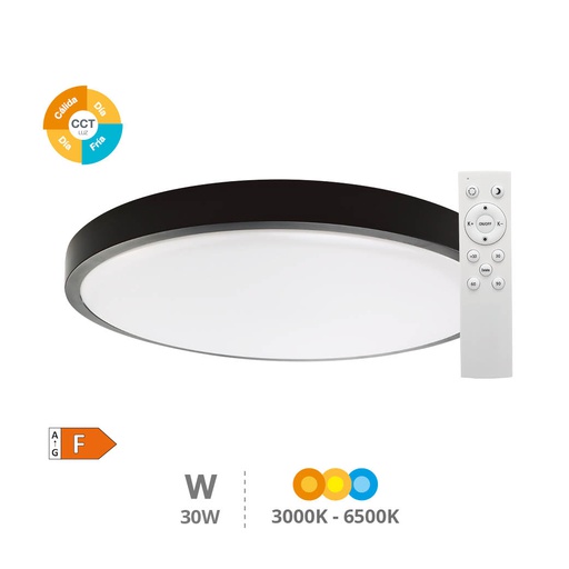 [203605074] Plafón techo LED Andra redondo 30W 3000K a 6500K IP44 regulable Negro