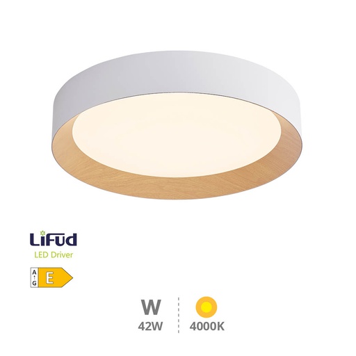 [203605085] Plafón techo LED Peranka 42W 4000K Blanco + Efecto madera