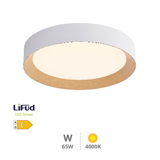 [203605087] Plafón techo LED Peranka 65W 4000K Blanco + Efecto madera