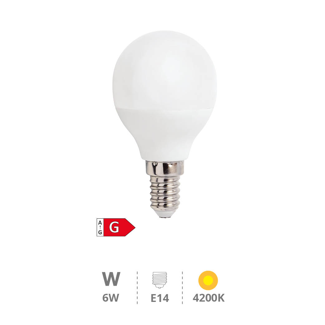 Bombilla LED esférica 6W E14 4200K - Libertina