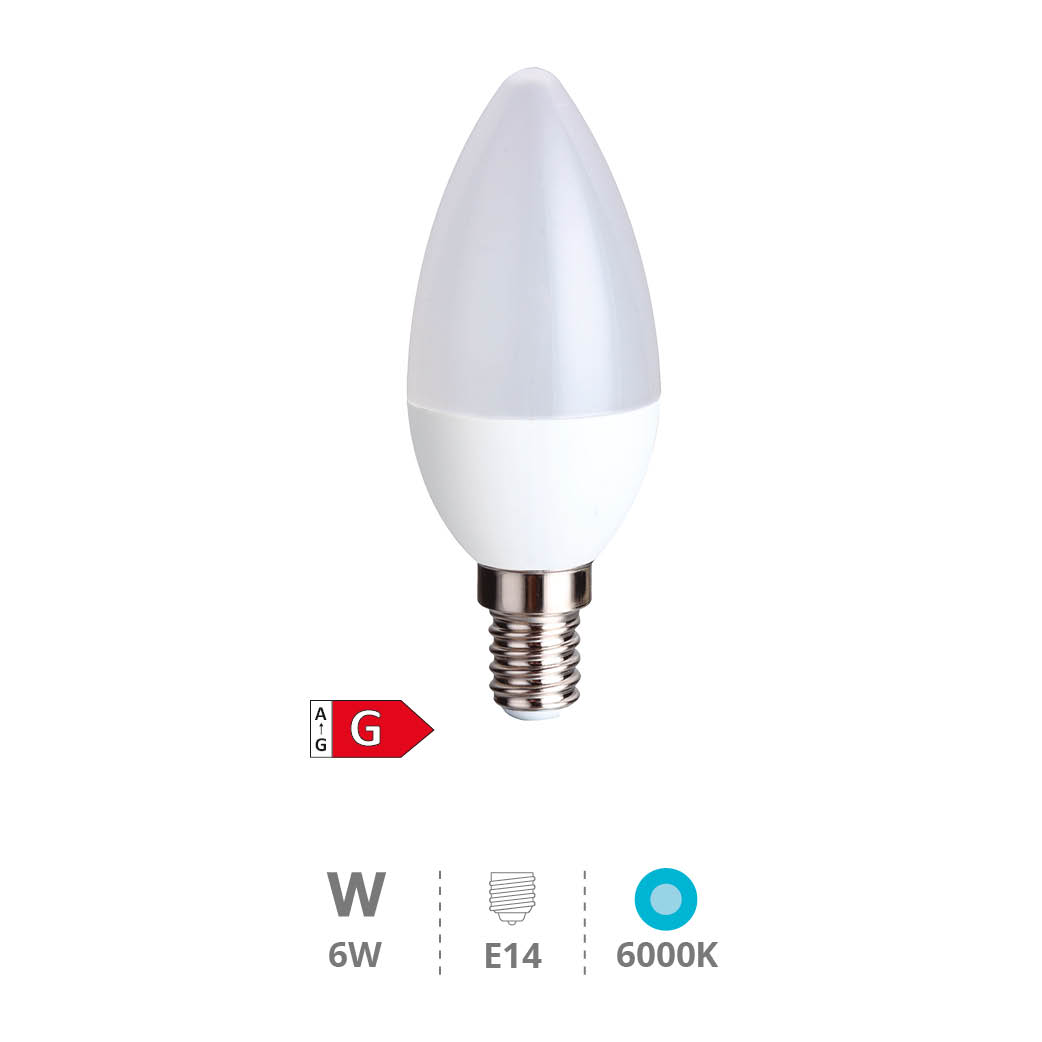 Bombilla LED vela 6W E14 6000K - Libertina