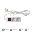 [100005020] Base múltiple Serie Estándar 2T con interruptor (3x1.5mm) 3M Blanca