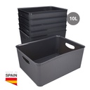 [402030005] Cesto organizador plástico 10L Gris - 6u retráctil