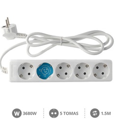 [000000004] 5 way socket White (3x1.0mm) 1,5M wire