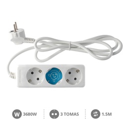 [000000008] 3 way socket White (3x1.5mm) 1,5M wire