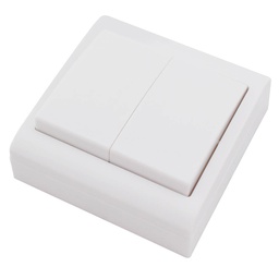 [000200496] Doble Interruptor superficie Blanco 80x80mm 10A 250V